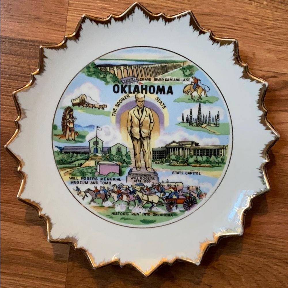 Vintage porcelain with gold Oklahoma plate